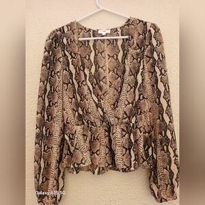 LPA Brown Snake Print Blouse